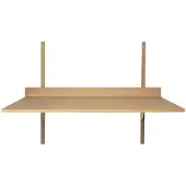 Ferm Living Sector Seinälle kiinnitettävä työpöytä - Oak/Brass