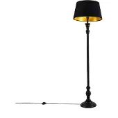 QAZQA Älykäs lattiavalaisin musta, varjostin musta kullalla 45 cm, sis. Wifi A60 - Classico