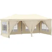 vidaXL Kokoontaittuva juhlateltta sivuseinillä kerma 3x6 m