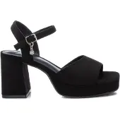 Xti for woman. 14147101-NEGRO Ms Antelina Leather Sandals Black (40), 5 to 8 cm, Suede, Buckle, Casual, Party