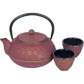 Bredemeijer -teekannu ja teekupit setissä SHANGHAI, 3 kpl, 600 ml, punainen