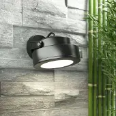 Fumagalli 1891 Tommy-ulkokohdevalo, pyöreä, musta 1-lamp. 10W CCT Tommy, Musta, Synteettinen materiaali, Moderni, seinäkohdevalaisin