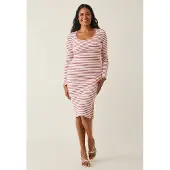 Boob Signe midi Mekko, Stripe White/Red, L