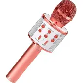 FantasyHome Karaokemikrofoni sisäänrakennetulla kaiuttimella, vaaleanpunainen
