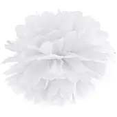 Party Deco Pompon, valkoinen, 35 cm