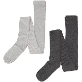 Minymo Wool Stocking - Rib 2-Pack - Grey - 92-98