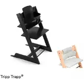 Stokke Tripp Trapp syöttötuolipaketti Black/Cushion Nordic Grey