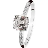 Kohinoor Rosa valkokultainen morganiitti-timanttisormus 933-260V-10-cush-170