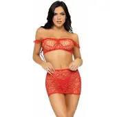 Leg avenue 3-pcs Top, Mini Skirt & String Red