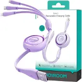 JOYROOM Colorful Series S-A40 Cable Retractable 3in1 USB-A - USB-C / Lightning / Micro USB 1m - Purple
