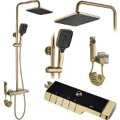 REA SHOWER Setti ROB Brushed Gold -termostaatilla