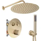 REA LUNGO Piilosuihkusetti Harjattu Gold termostaatilla + BOX