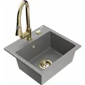 Mexen Granitiitti keittiöallas Milo hanalla ja vesilukolla, Grey/Gold