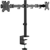 Vision VFM-DPD2B -pöytäteline kahdelle näytölle 13-27", täysin liikuteltava, 8 kg, VESA 75/100, musta