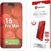 Displex Kuori - - iPhone 16 Pro Max - Lasi 2D (Real Glass) - Läpinäkyvä - Suojattu muotoilu