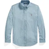 Ralph Lauren for man. 710792042001 Blue Custom Fit Chambray Shirt (XL), Casual, Cotton, Long sleeve