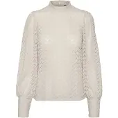 Vero Moda Vmbecca Ls High Neck Lace Top Jrs Noos - Cream - XS
