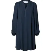 Selected Slfviva Ls Short V-Neck Dress Noos - Blue - 36