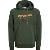 Jack & Jones Collegepaita 'JJAlvis' tummanvihreä / tummanoranssi / valkoinen