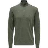 Only & Sons Onsloui Reg 12 Mel Half Zip Knit Noos - Khaki green - XL