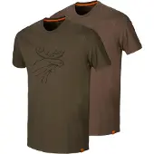Härkila Graphic T-shirt 2-pack Willow Green/Slate Brown M