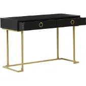 Beliani Konsolipöytä musta 115 x 77 x 50 cm MDF-levy kultainen metallirunko 2 laatikkoa Beliani