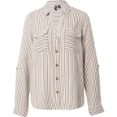 Vero Moda Pusero 'Bumpy' vaaleanruskea / valkoinen