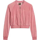 Superdry for woman. W2011936A Velvet baseball jacket with zip and pink embroidery (XS), Casual, Cotton, Sustainable