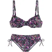 LASCANA Bikini tummanvihreä / lila / vaaleanpunainen / musta