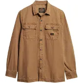 Superdry for man. M4010730A Workwear brown canvas overshirt (M), Casual, Cotton, Long sleeve, Organic Cotton, Sustainable