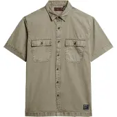 Superdry for man. M4010791A Green short sleeve military shirt (L), Casual, Cotton