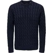 Only & Sons Onskicker Reg 3 Cable Crew Knit - Navy - XXL