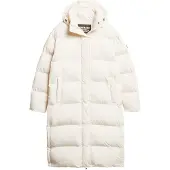 Superdry for woman. W5011642A Long quilted white hooded coat with hood (XL), Casual, Polyester