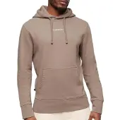 Superdry for man. M2013518A Loose-fitting hooded sweatshirt with beige microprint micrologo print (S), Casual, Sport, Cotton
