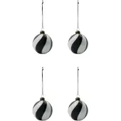 House Doctor - Coil Joulupallo 8 cm 4 kpl Musta/Valkoinen