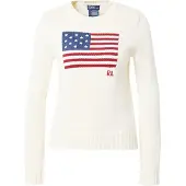 Ralph Lauren for woman. 211896939002 Flag beige cotton jumper (XS), Casual, Long sleeve