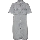 Vero Moda Vmjennie Ss Short Denim Dress Ga Noos - Grey - L