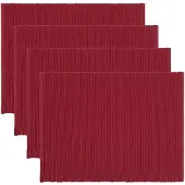 Linum Uni Place Mat Rib 4-Pack - Red - ONE SIZE