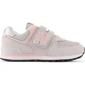 New Balance unisex for kids. PV574V1 Leather 574 Core Hook & Loop grey trainers (35 W), Flat, Velcro, Casual, children's fashion