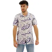 Superdry for man. M4010810A White printed linen shirt (XXL), Casual, Short sleeve