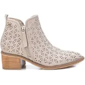 Xti for woman. 14225501-HIELO 142255 beige ankle boots -Height Heel: 5cm (36), White, 3 to 5 cm, Zip, Casual, Imitation leather