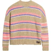 Superdry for woman. W6110584A Beige striped round neck jumper (L), Casual, Acrylic