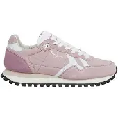 Pepe Jeans for woman. PLS40013 Brit-On Print Leather Sneakers pink (41), Flat, Laces, Casual