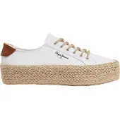 Pepe Jeans for woman. PLS10412 Kyle Classic Sneakers white (39), Fabric, Flat, Laces, Casual, Sustainable