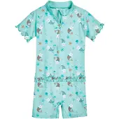 Playshoes UV-suoja 'Einhornmeerkatze' ruskea / minttu / valkoinen