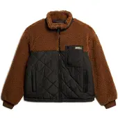 Superdry for woman. W5011771A Hybrid fleece jacket Workwear brown (S), Casual, Polyester, Sustainable