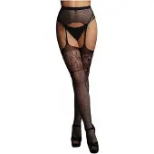 Le Désir Garterbelt Stockings with Lace Top One Size