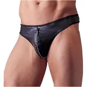 Svenjoyment Underwear - miesten stringit vetoketjulla strassit musta
