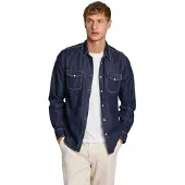 Pepe Jeans for man. PM308586BC3 Regular fit denim shirt blue (XXL), Casual, Cotton, Long sleeve, Sustainable