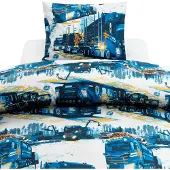 Borganas 2-Dels Set Lastbilar Marinblå Home Sleep Time Bed Sets Blue